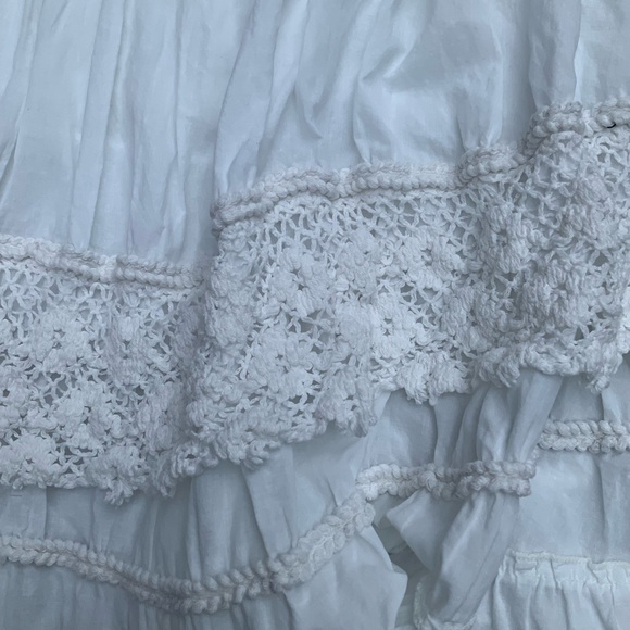 Vintage Bohemian Boho White Midi Peasant Stretchy Flowy Skirt Women’s Size Small - Picture 9 of 15